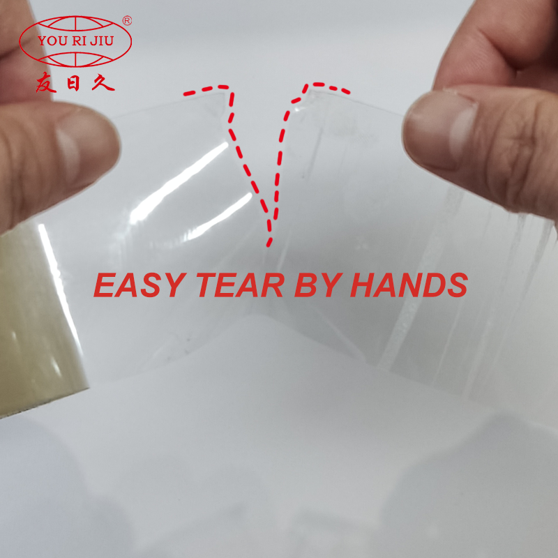 Yourijiu Transparent Sealing Glue Packaging Stationery Home Office School Moving Strong Adhesive Function No Knife BOPP Easy Tear Tape